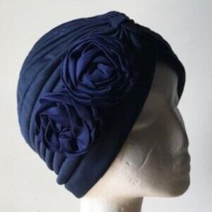 BLUE Fashion Flower Turban Cap  Chemo Headwear